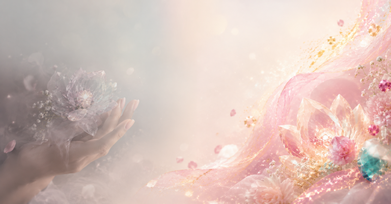 Soft pink candle symbolizing a small spark returning after survival mode.